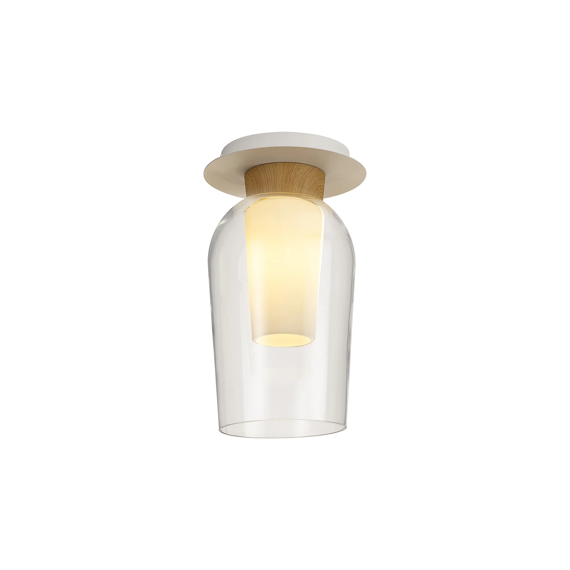 M8279  Nora Semi Ceiling 1 Light E27 White/Wood